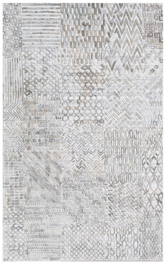 Silver Grey Tribal Hand Woven Overtuft Rug