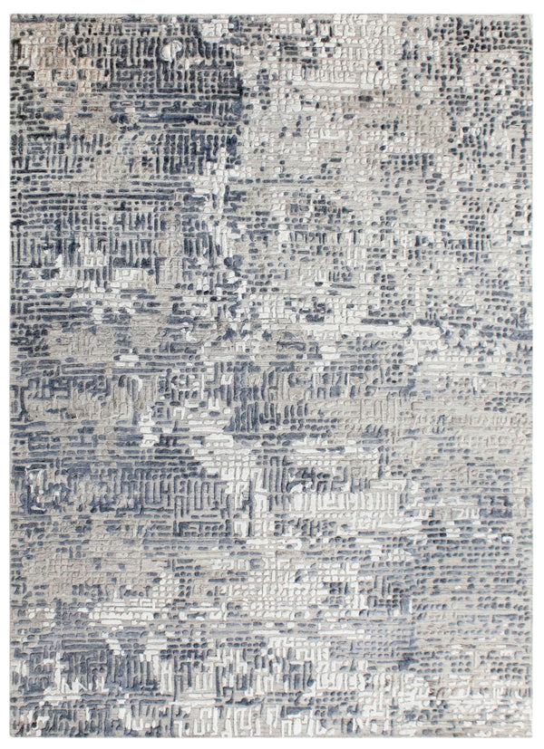 Light Blue Abstract Hand Woven Overtuft Rug