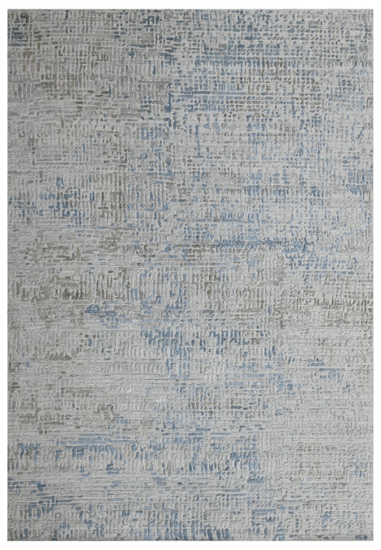 Silver Blue Abstract Hand Woven Overtuft Rug