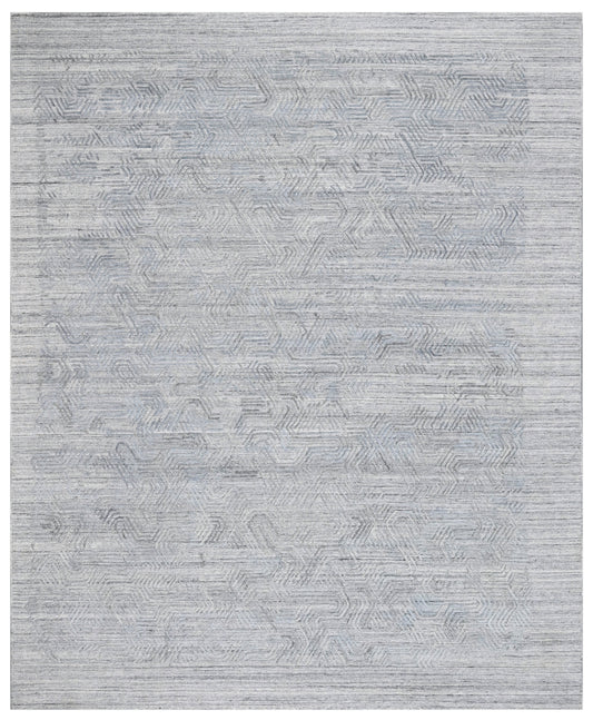 Silver Slate Geometric Hand Woven Overtuft Rug