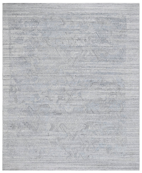 Silver Slate Geometric Hand Woven Overtuft Rug