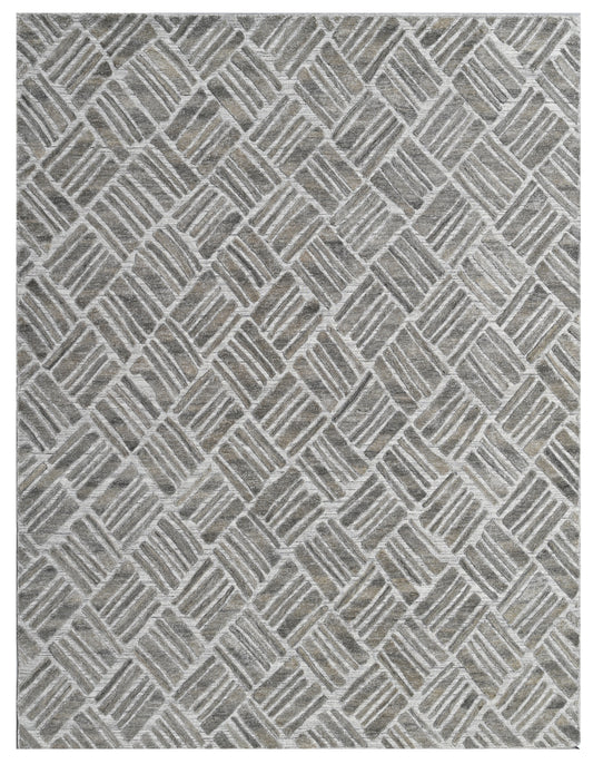 Black Beige Basketweave Hand Woven Overtuft Rug