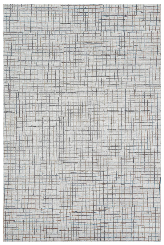 Spice Grey Grid Hand Woven Overtuft Rug