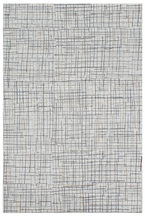 Spice Grey Grid Hand Woven Overtuft Rug