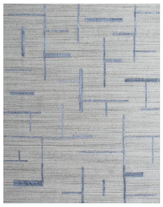 Sand Blue Minimalist Hand Woven Overtuft Rug