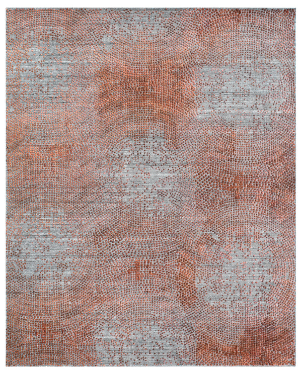 Charcoal Red Pointillist Hand Woven Overtuft Rug