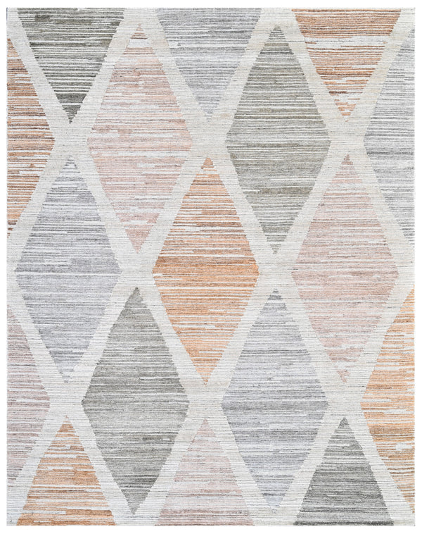Taupe Multi Abstract Hand Woven Overtuft Rug