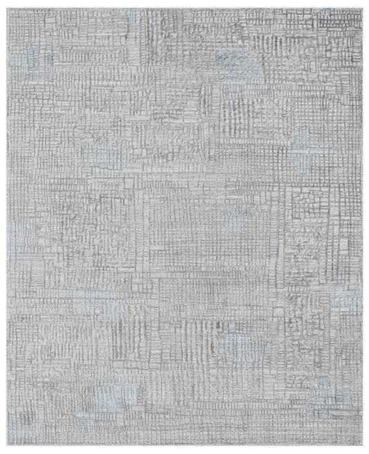 Taupe Silver Matrix Hand Woven Overtuft Rug