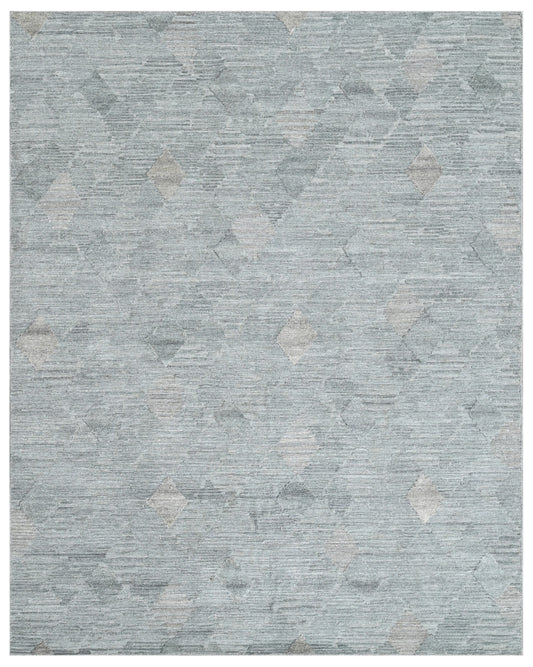 Teal Blue Abstract Hand Woven Overtuft Rug