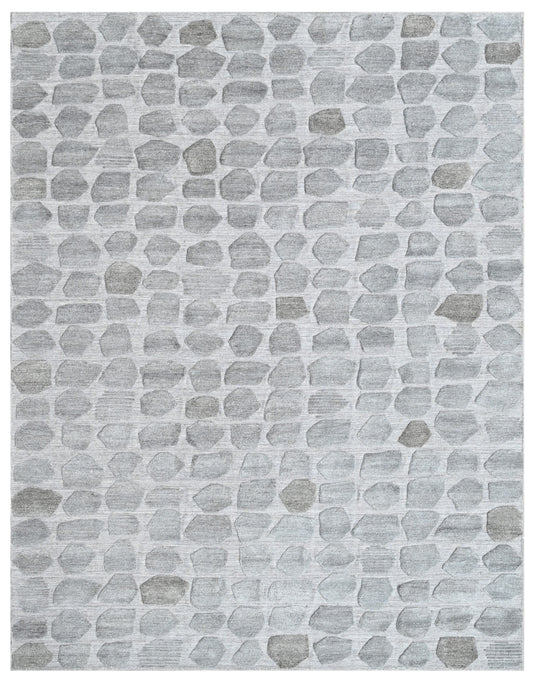 Grey Linear Patchwork Hand Woven Overtuft Rug