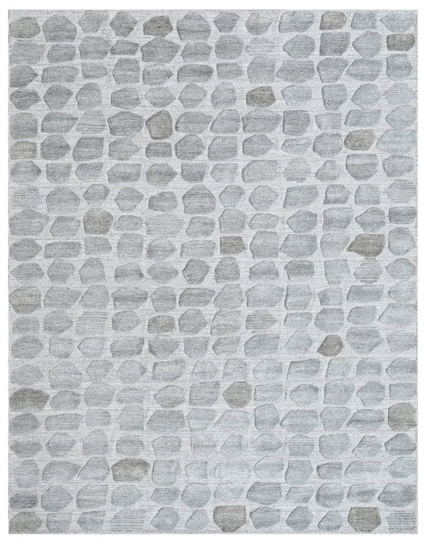 Grey Linear Patchwork Hand Woven Overtuft Rug