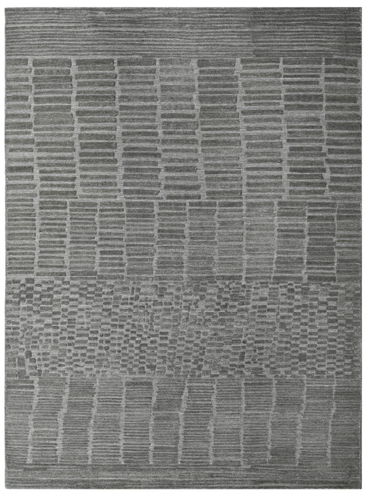 Charcoal Grey Stacked Block Woven Area Rug