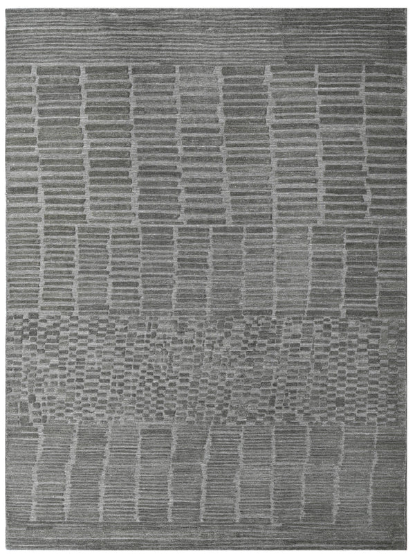 Charcoal Grey Stacked Block Woven Area Rug