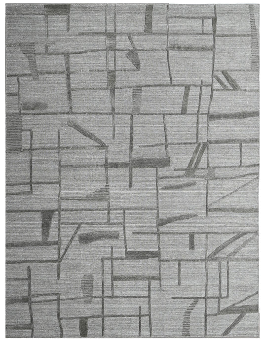 Earth Grey Abstract Linear Hand Woven Rug