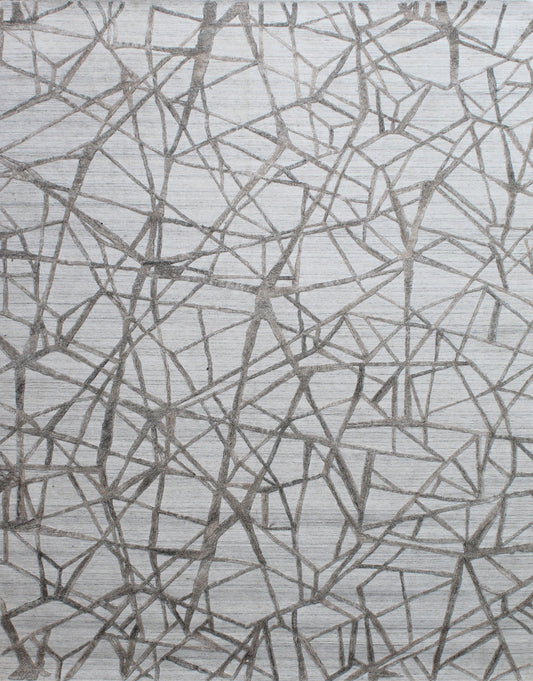 White Champagne Geometric Hand Woven Overtuft Rug