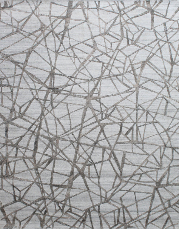 White Champagne Geometric Hand Woven Overtuft Rug