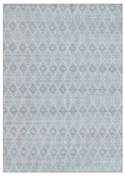Turquoise Grey Abstract Hand Woven Overtuft Rug