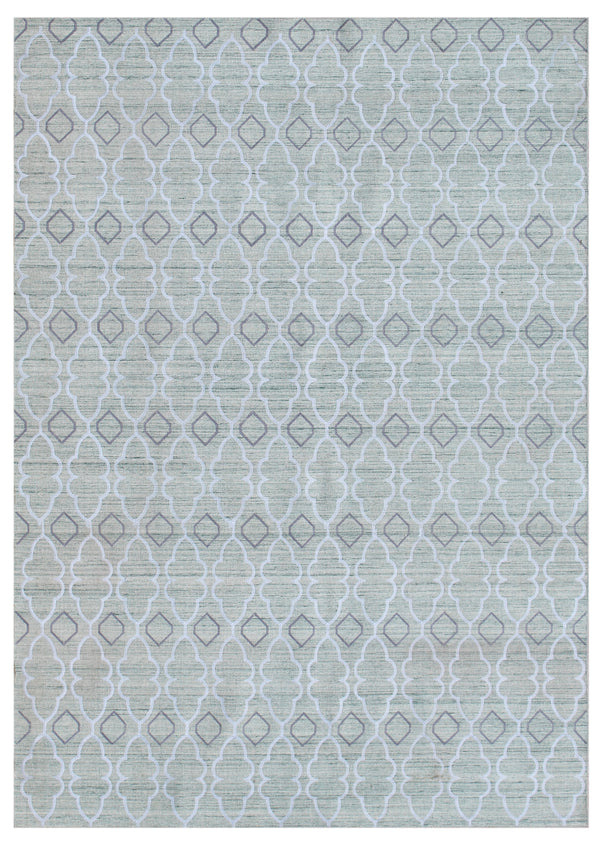 Turquoise Grey Abstract Hand Woven Overtuft Rug