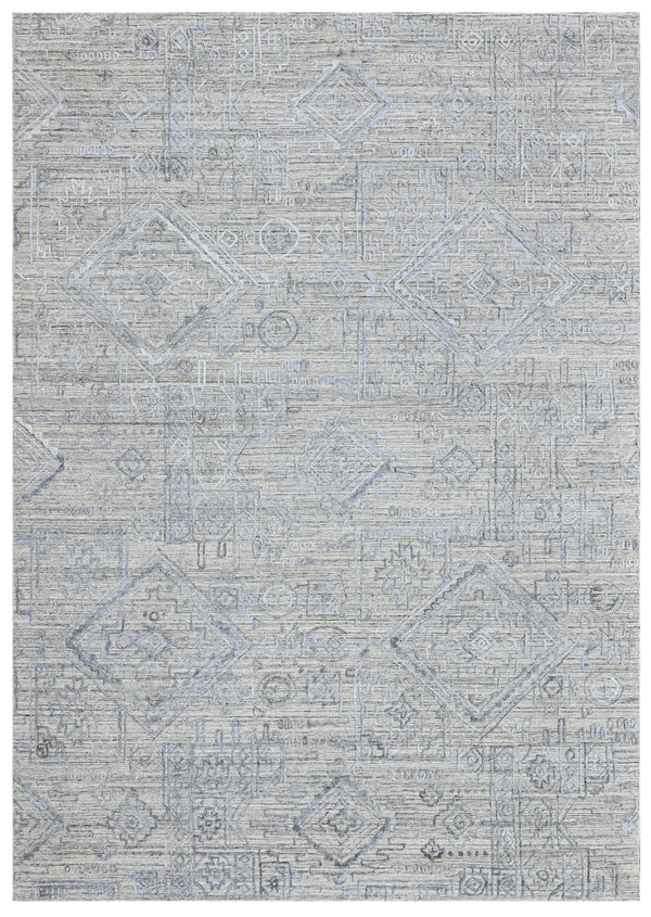 Ivory Silver Tribal Hand Woven Overtuft Rug